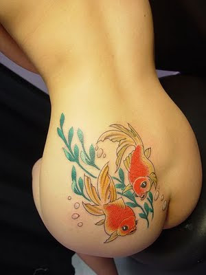 koi fish tattoo design. Two Fish Tattoo In The Back Of