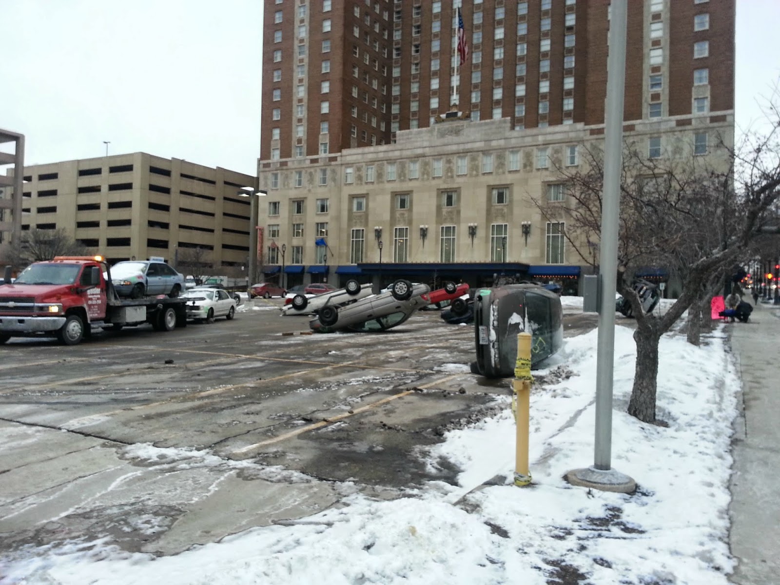 Wait a minute… Is that… Are all those cars upside down? - Umm… Why Are All the Cars in the Parking Lot On Their Side?