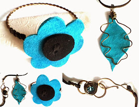 Focus on Life: Happy New Year! The turquoise bloom: leather, antique bronze, Swarovski, ooak bracelet, ooak pendant :: All Pretty Things