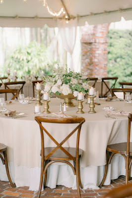 wooden cross back chairs at reception