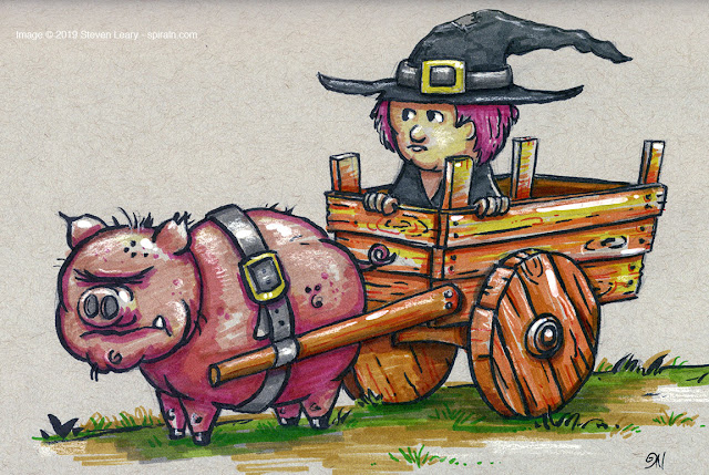 The Witch and The Pig Illustration