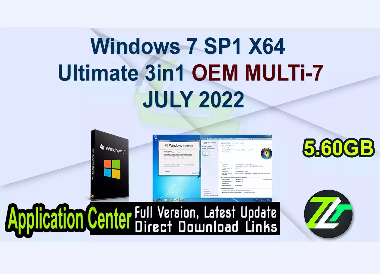 Windows 7 SP1 X64 Ultimate 3in1 OEM MULTi-7 JULY 2022