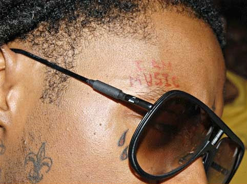 lil wayne tattoo on forehead. lil wayne packers tattoo