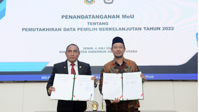 Gubernur dan Ketua KPU Sumut Teken Kerja Sama Pemutakhiran Data Pemilih Berkelanjutan