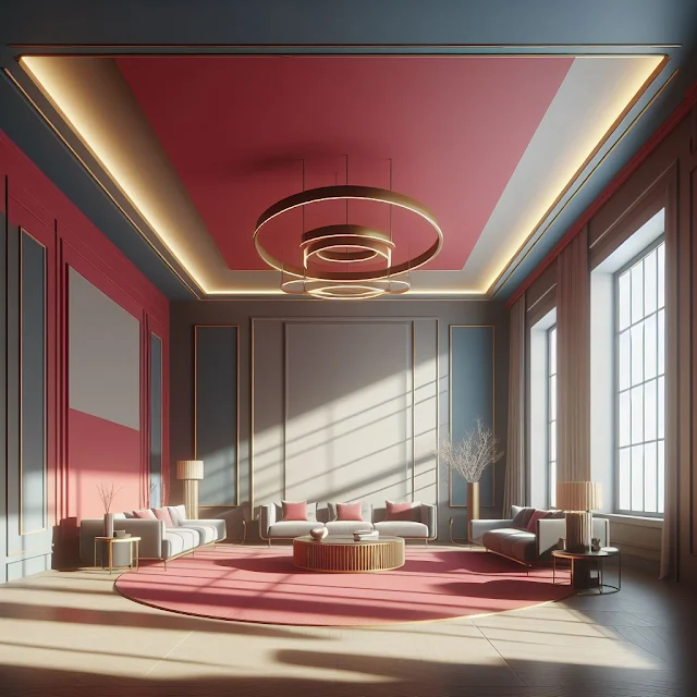 3D render of a room with a ceiling painted