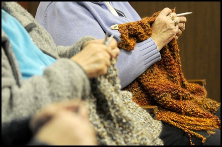 A group of Chilliwack women gather regularly on Monday evenings and Wednesday afternoons at Community of Christ Church to knit prayer shawls for those in the community suffering illness, heartbreak, financial strain, or other such turmoil in hopes of providing them a glimmer of comfort in their time of need.