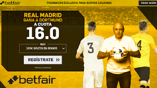 betfair supercuota victoria del Real Madrid al Dortmund 6 diciembre