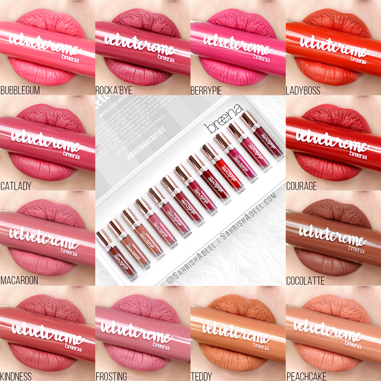 Velvet Creme Matte Liquid Lipsticks by Breena Beauty - Review & Lip Swatches