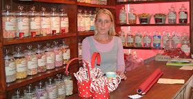 Natalie Sankey in her traditional sweet shop in Brigg town centre - picture by Ken Harrison used on Nigel Fisher's Brigg Blog