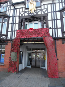 This Poppy Cascade at the entrance to the Angel building was one way in which Brigg marked the 100th anniversary of the guns falling silent in the First World War - see Nigel Fisher's Brigg Blog