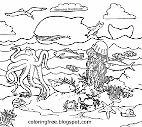 Deep sea life of Australia ocean floor printable Australian colouring sheets for children to colour