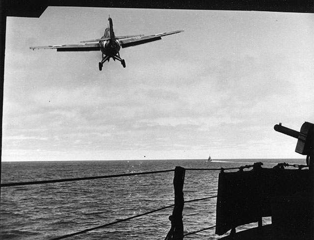 A Wildcat takes off from USS Yorktown, 4 June 1942 worldwartwo.filminspector.com