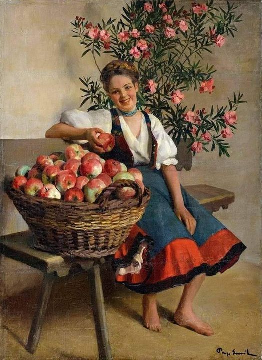 Эмиль Пап   -   "Девушка с корзиной яблок"