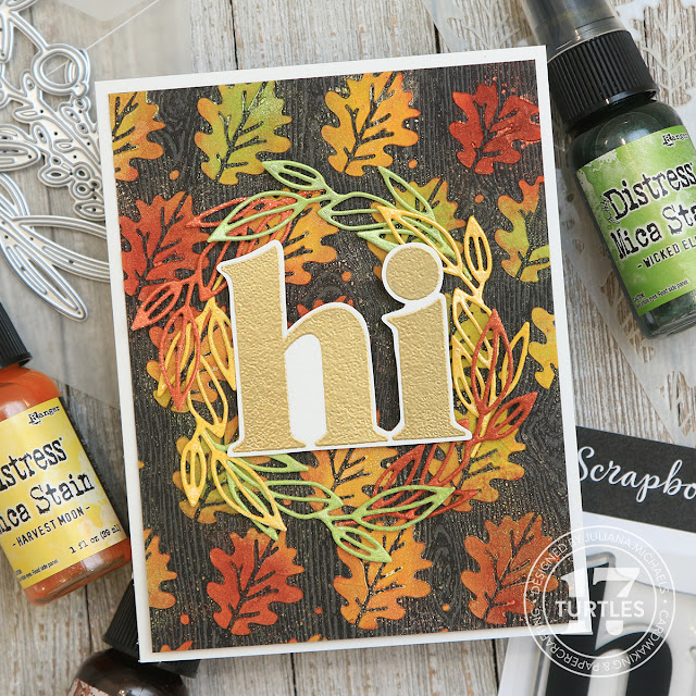 Hi Fall Card by Juliana Michaels featuring Stencil Resist with Distress Mica Stains