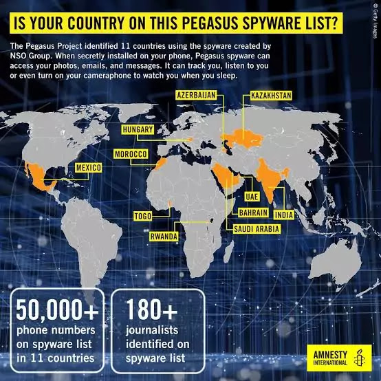 Pegasus spyware world map