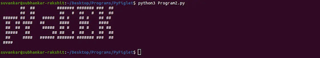 Printing ascii text with specified font type using pyfiglet in python.