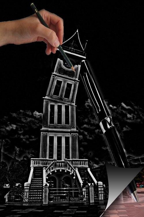 Membuat Gambar Sketsa Jam Gadang