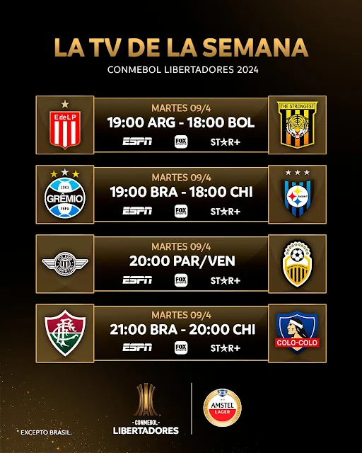 Fixture y Television de la Segunda Fecha de la Copa Libertadores 2024