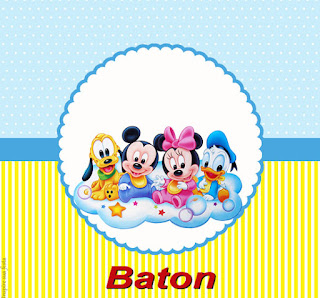 Disney Babies in Light Blue and Yellow,  Free Printable  Labels.