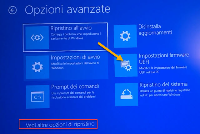 impostazioni firmware uefi