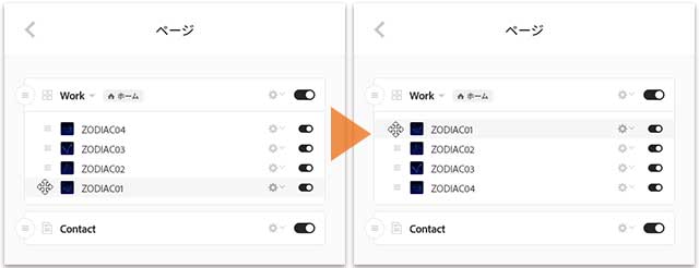 ページの並べ替え