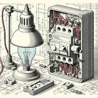 a lamp and a circuit breaker with AI