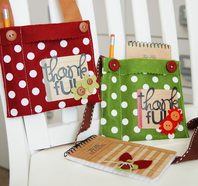 Thankgiving craft: Thankful Notebook and Purse by www.jengallacher.com.