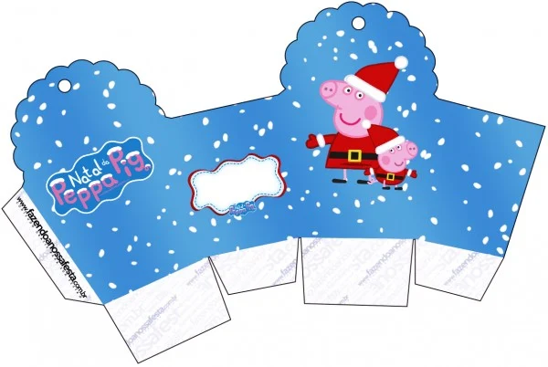 Caja para cupcakes, chocoltes o golosinas de Peppa Pig en Navidad. 