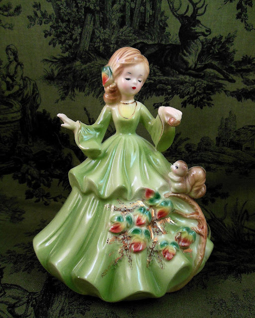 Josef Originals figurine Autumn Fall from Four 4 seasons series girl with squirrel fortheloveofjosefs