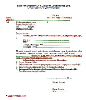 Format Surat Usul Pengangkatan CPNS Menjadi PNS 