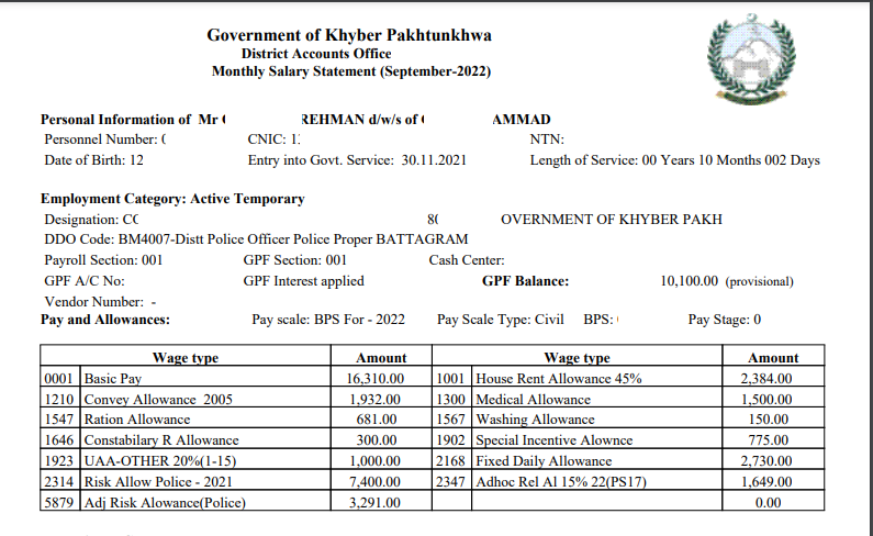 www pifra gov pk pay slip