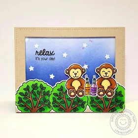 Sunny Studio Stamps: Summer Picnic and Comfy Creatures Monkey Shaker Card by Lindsey Sams.