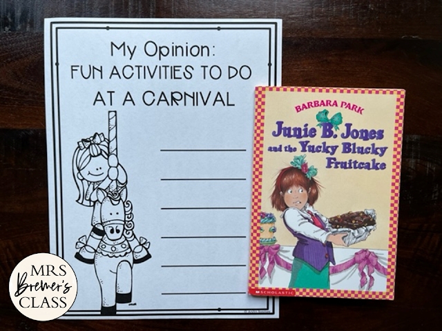 Junie B Jones and the Yucky Blucky Fruitcake book study activities unit with literacy companion activities for First Grade and Second Grade