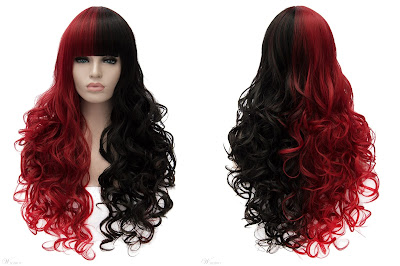  Cosplay Hairstyle Tow Tone Color Synthetic Wavy Hair Capless Wig