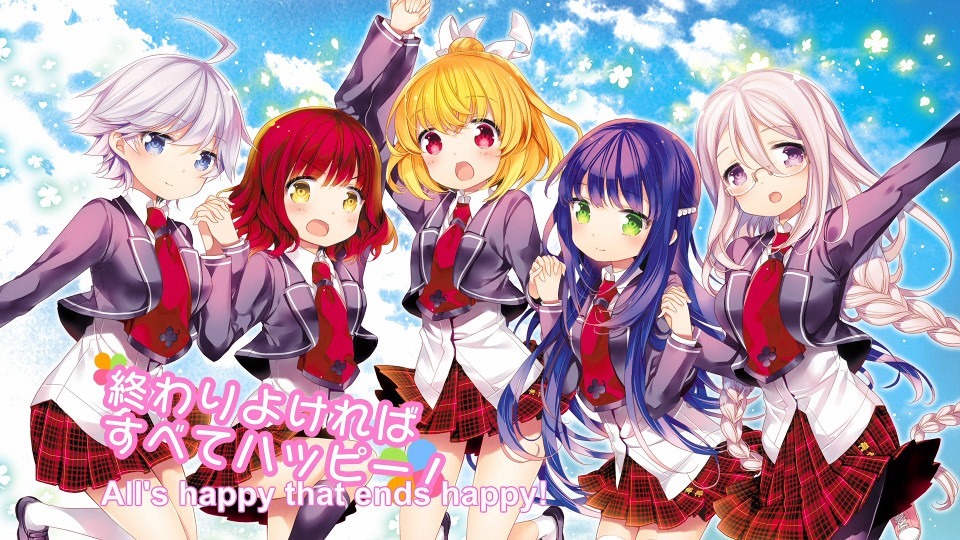 The finale episode's end card showing the entire cast of five girls done by a much better guest artist
