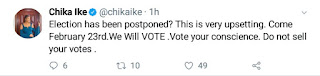 Chika Ike's lament on tweeter