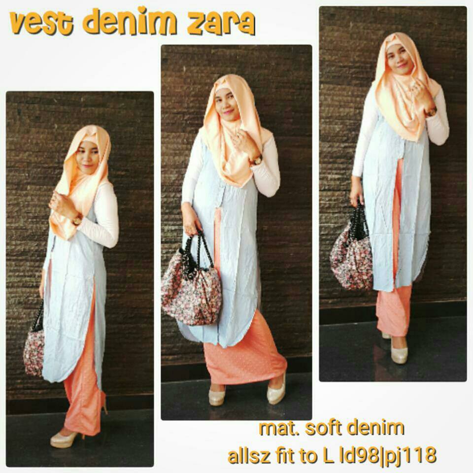 RUMAH HIJAB SAVANA VEST DENIM ROK  POLKADOT