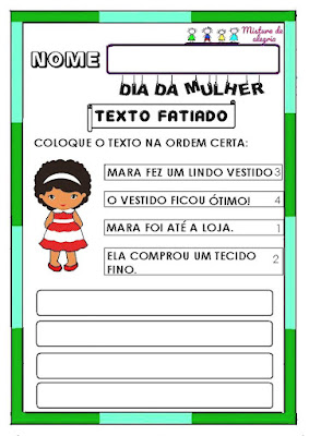 Dia da mulher,textos fatiados para organizar