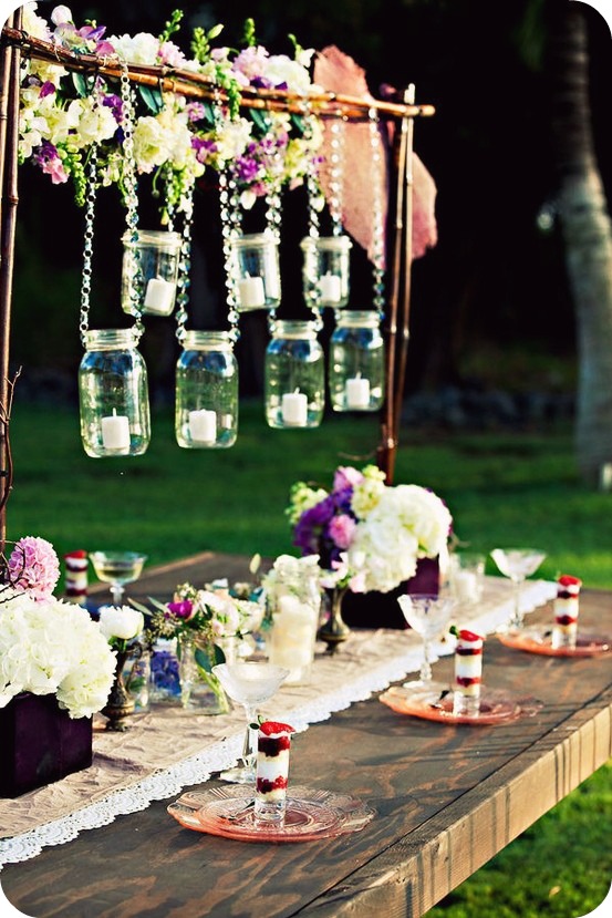 It makes me want to throw a garden partytwinkling mason jar lanterns and 