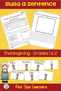 Use a Thanksgiving theme to help students build sentences with these fun literacy center activities and worksheets.  This resource has 3 different activities to help your students build sentences.  #scrambledsentences  #Thanksgiving  #November