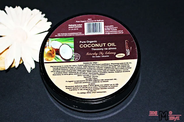 CosmoSpa, Pure Organic Coconut Oil, naturalny olej kokosowy tłoczony na zimno - rafinowany.