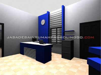 Desain Furniture Kantor Simple Minimalis Tema Biru