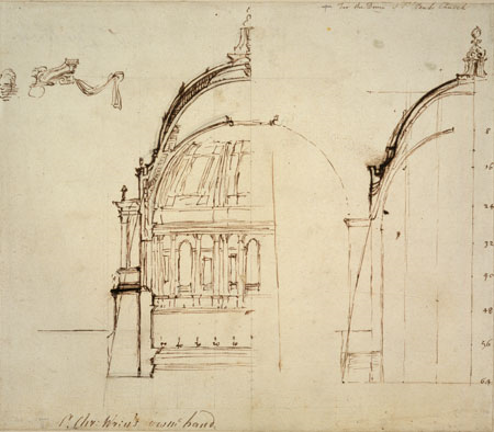 Christopher Wren's cross-section plan for the domes of St. Paul's Cathedral
