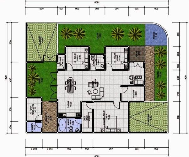 15+ denah rumah 3 kamar tidur, 2 kamar mandi, 1 lantai & 2 