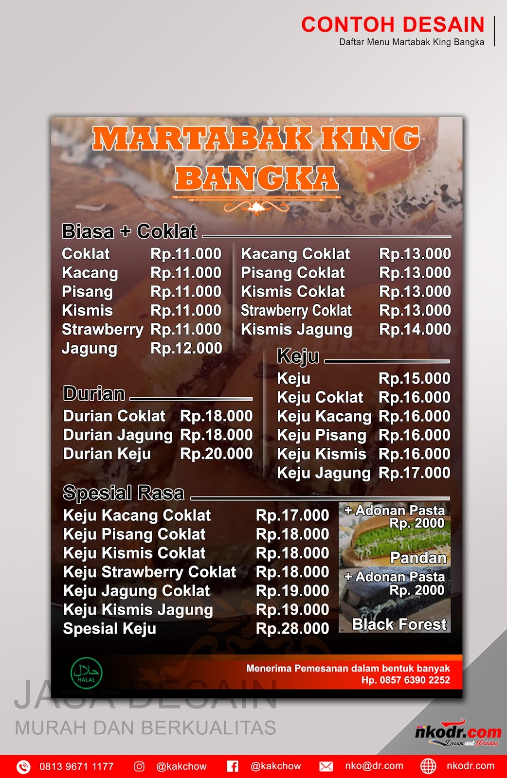 Contoh Desain List Menu Buku Menu Daftar Menu Martabak 