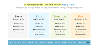 example of pricing page design