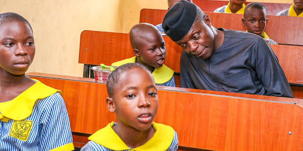 Vice President Yemi Osinbajo spotted with children in a classroom 