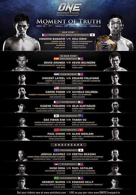 Official ONE FC Moment Truth Fight Card