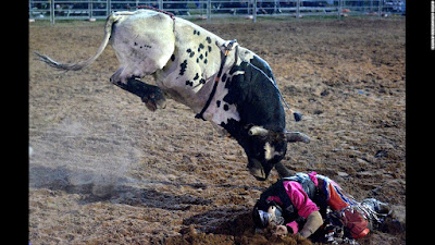 Matt Boland Falling Off A Bull in Cunnamulla Australia