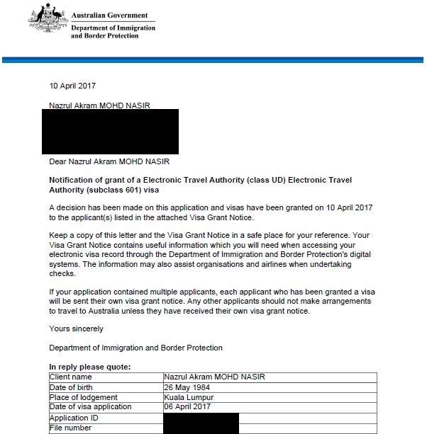 Contoh Surat Rayuan Permohonan Visa Australia - Kecemasan f